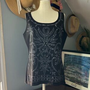 Black Embellished Tank Top